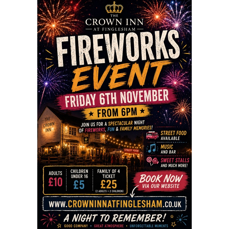 FIREWORKS AT THE CROWN INN FINGLESHAM - The Crown Inn at Finglesham