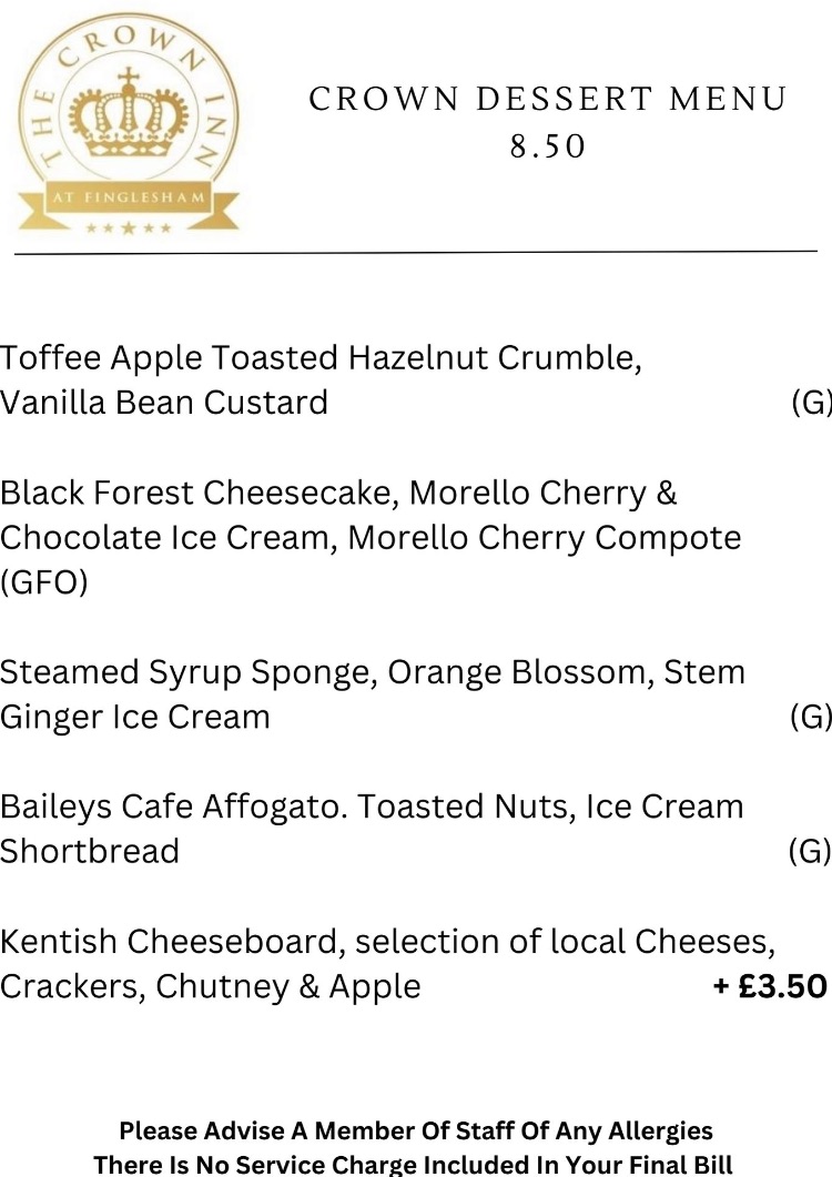 Dessert Menu